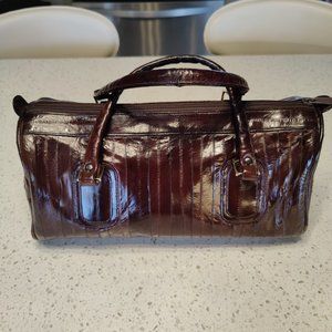 Vintage style authentic eel skin purse with suede interior